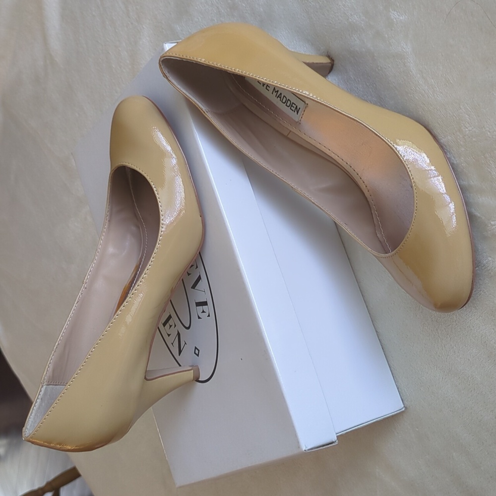 Steve Madden Shoes Blush Nude Patent Leather Heels Pump Shoes Ulltra 8 Neutral